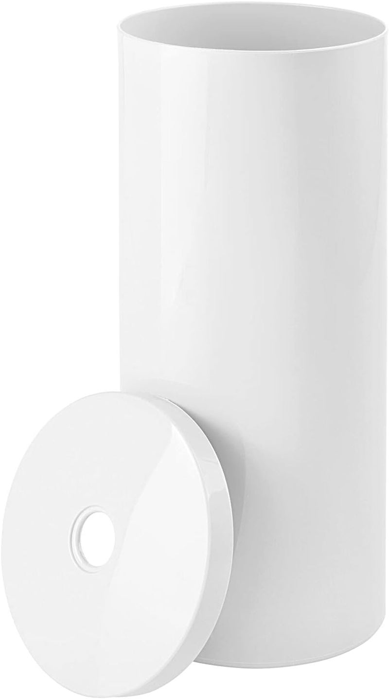m-design Plastic Floor Stand Toilet Paper Organizer with Cover, 3-Roll Space-Saving Tissue Storage for Bathroom - Fits Under Sink, Vanity, Shelf, in Cabinet, Corner - Aura Collection - White - Image 5